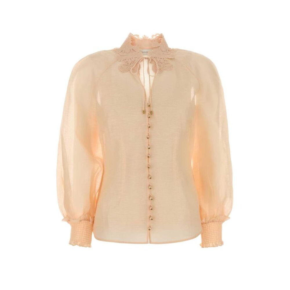 Zimmermann Women Salmon Linen Blend Rebellion Blouse